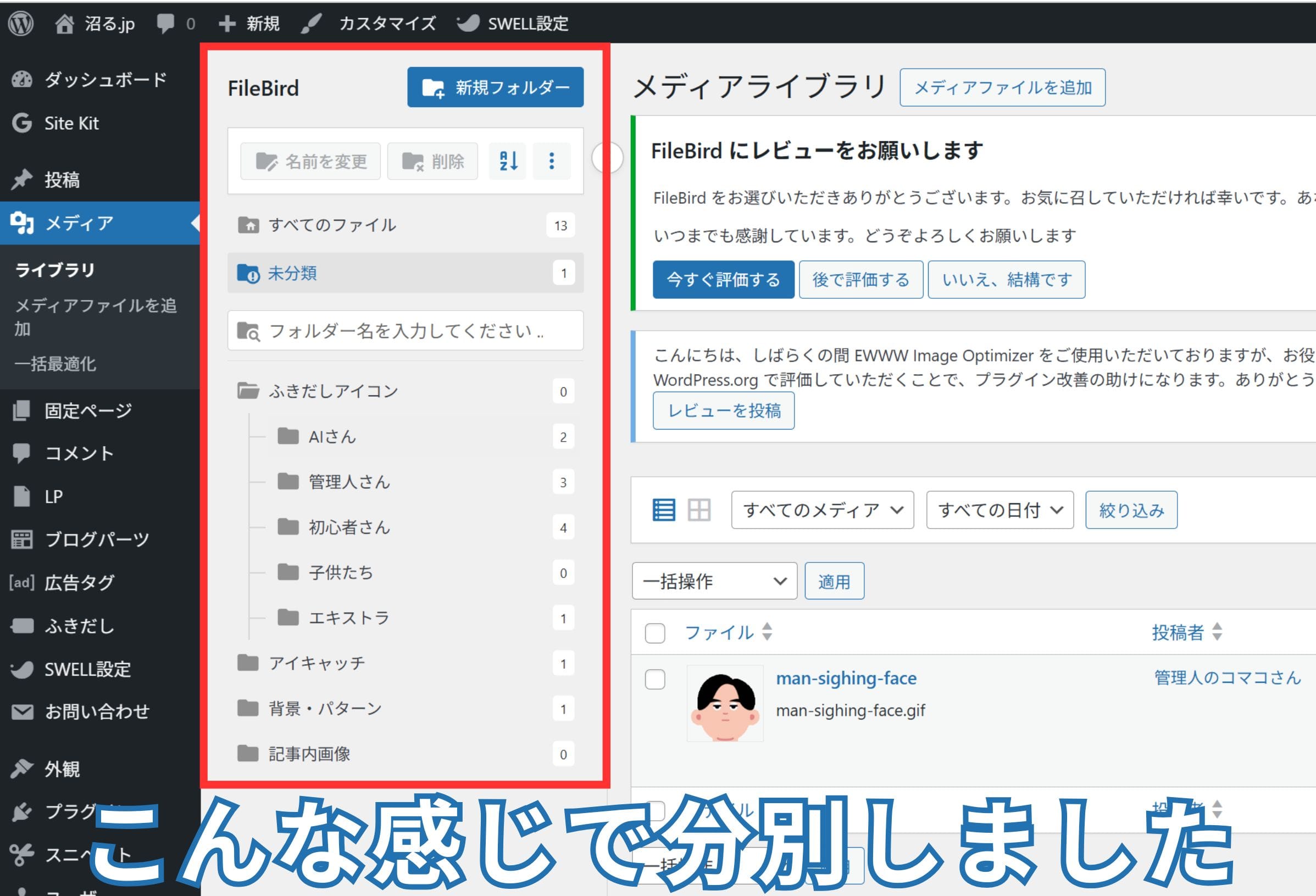 File Bird実際の分別写真