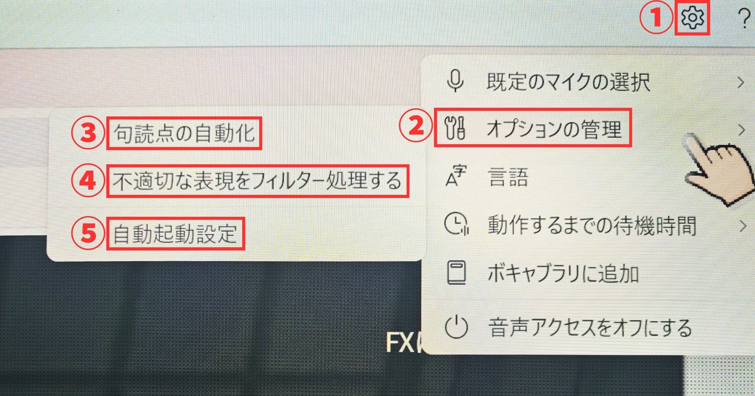 音声アクセス設定
