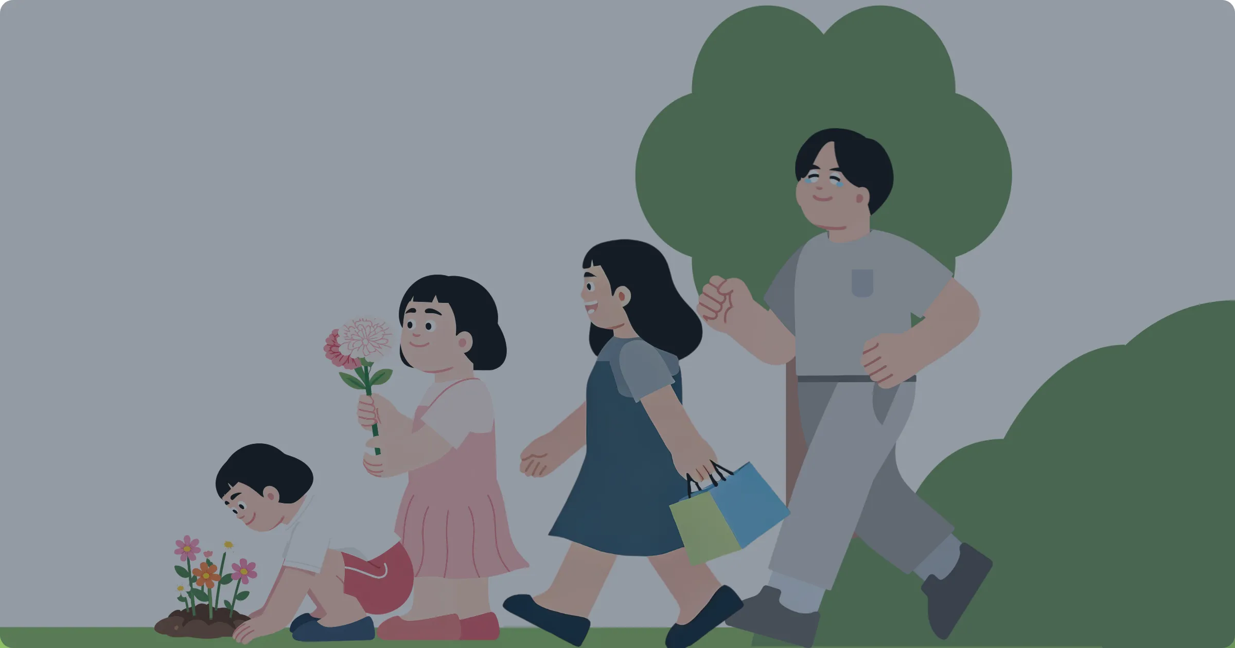 家族で散歩のイメージ画像